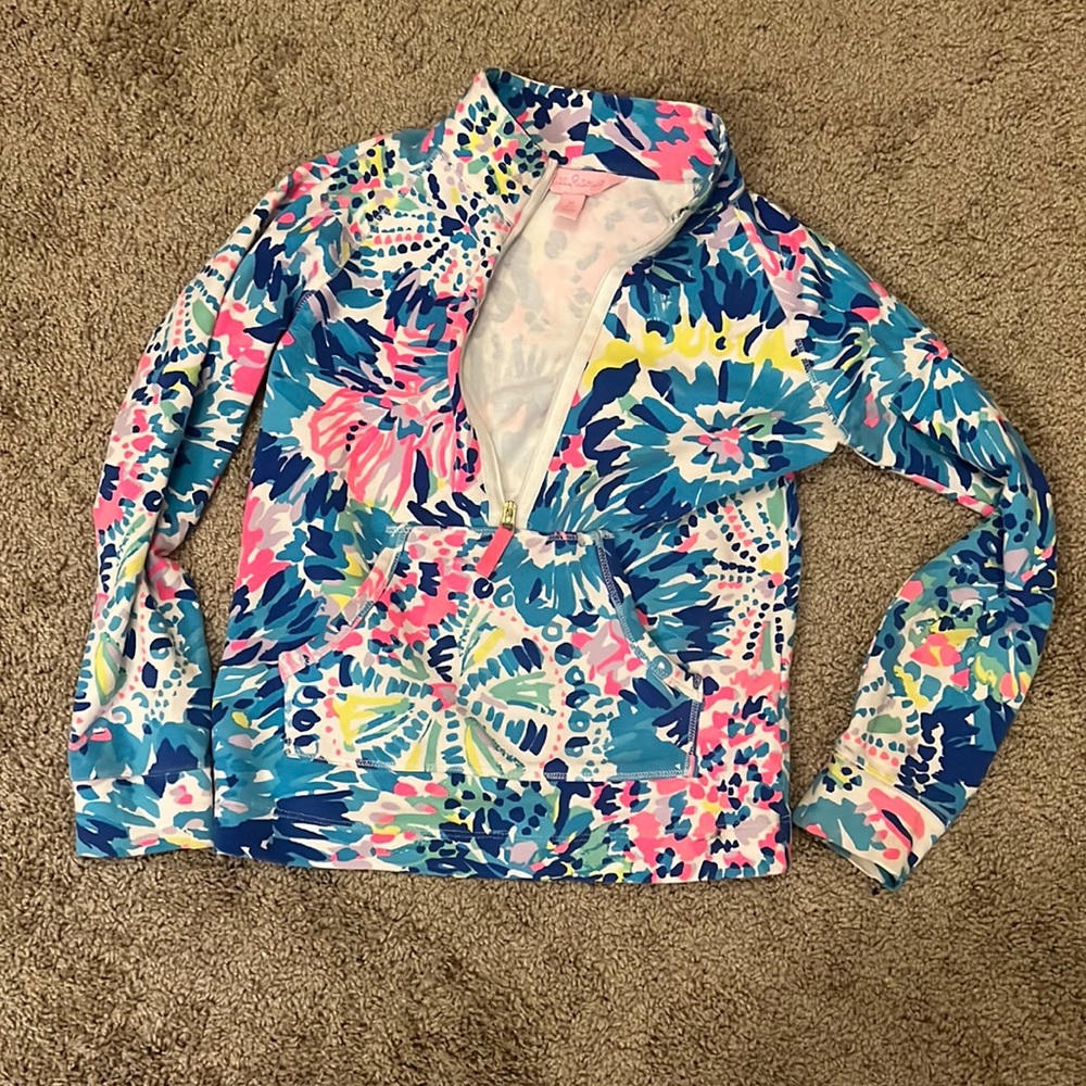 Lilly Pulitzer girls popover size medium 6-7 GUC untreated stain on cuff